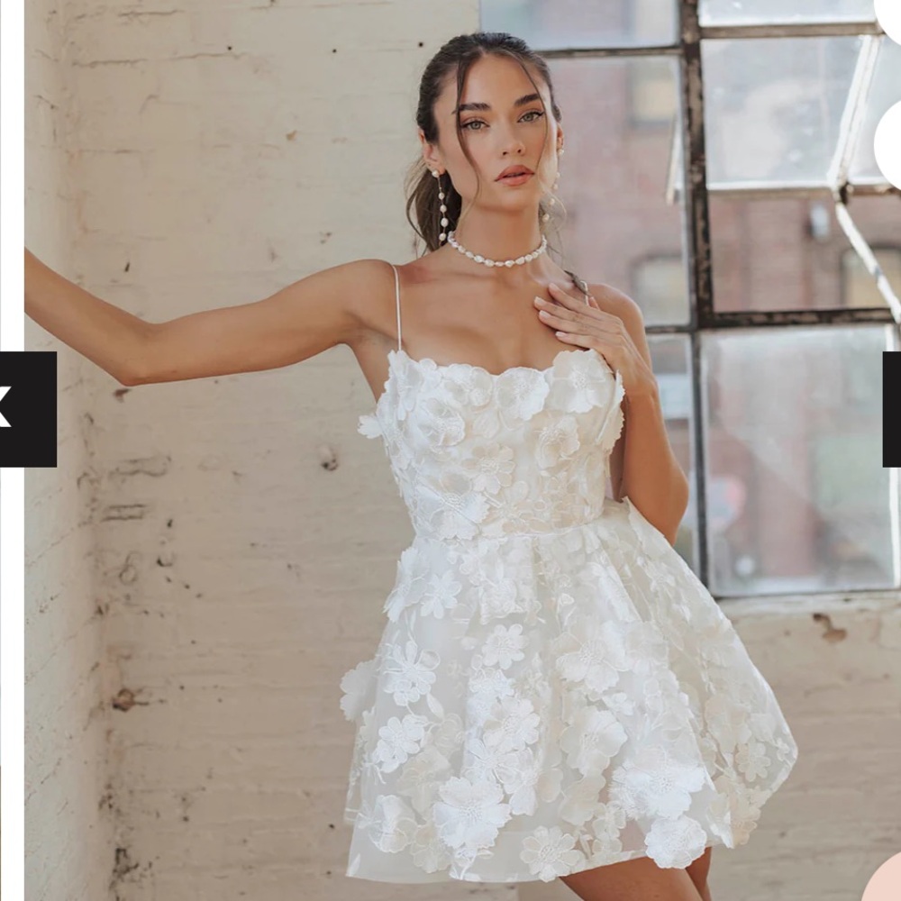 UNTAMED PETALS BY AMANDA JUDGE White Sleeveless A-line Mini Dress